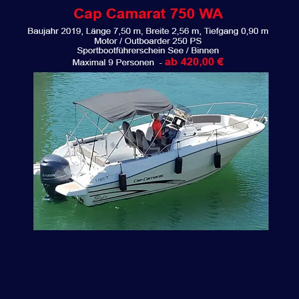 StarBoat Boote Cala Ratjada Cap Camarat 750 Banner 2019