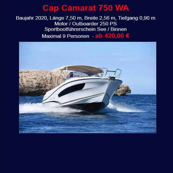 StarBoat Boote Cala Ratjada Cap Camarat 750 Banner 2020