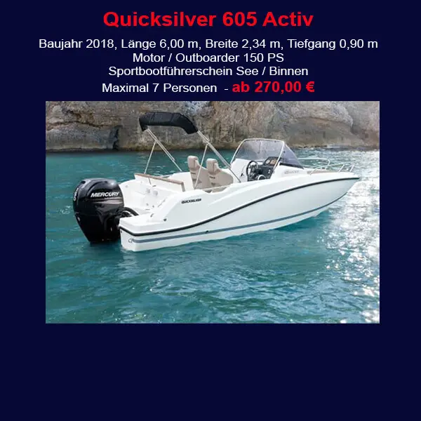 StarBoat Boote Cala Ratjada Quicksilver 605 Banner