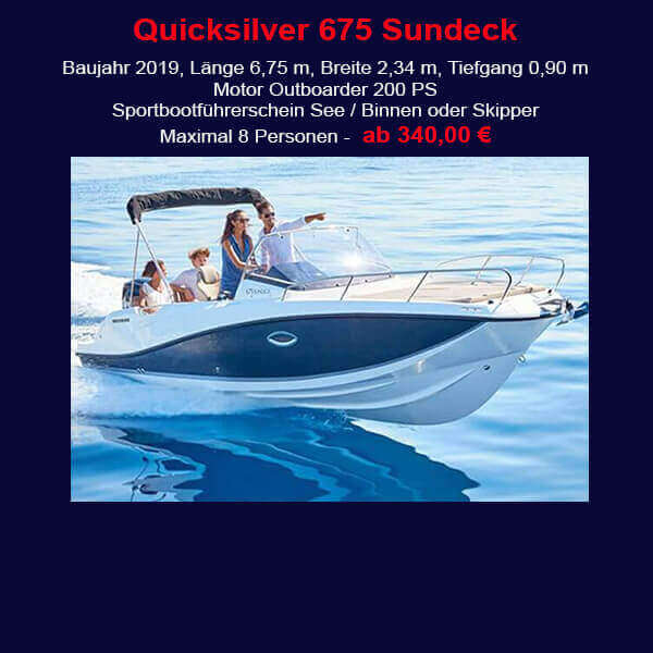StarBoat Quicksilver 675 Cala Ratjada Banner